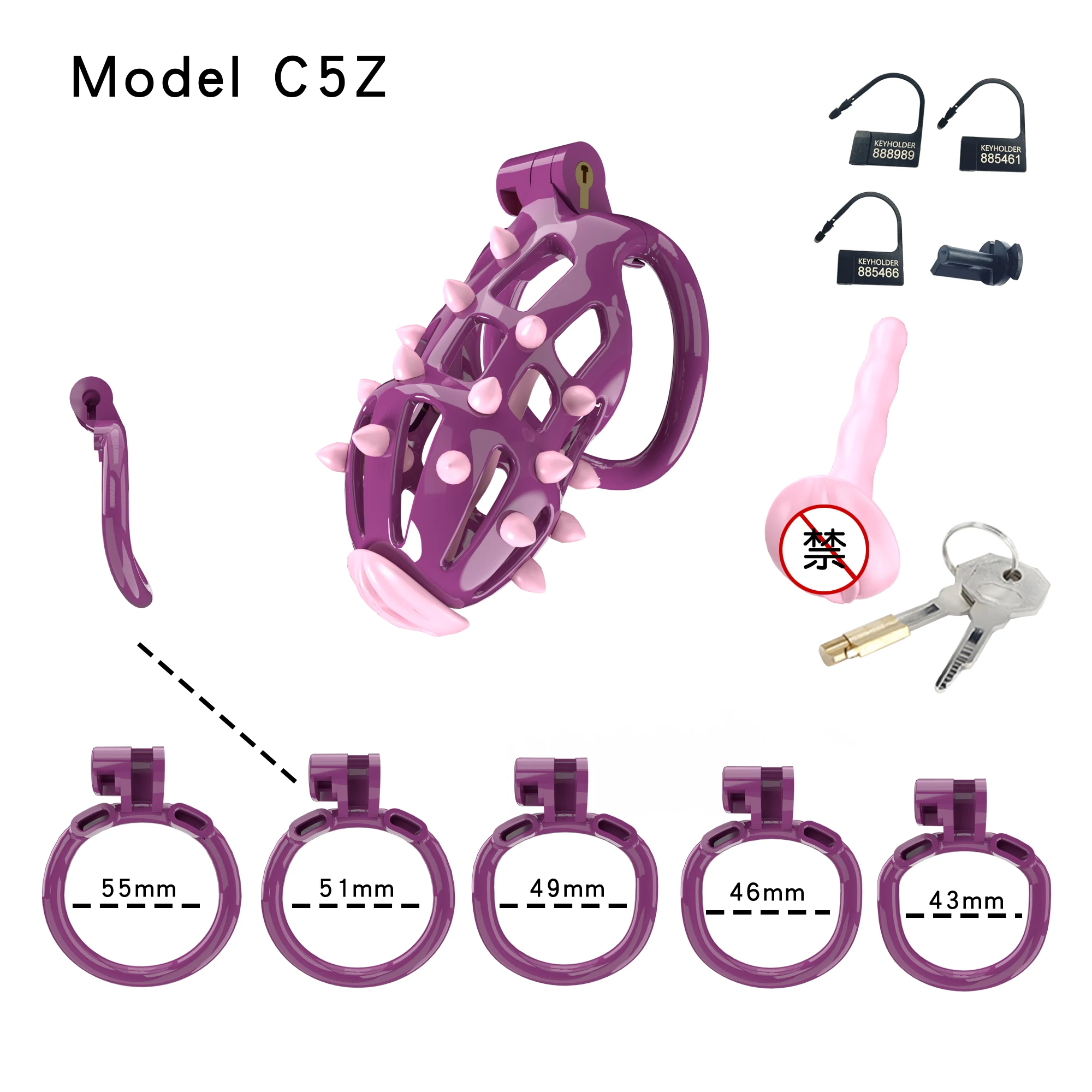 2024 Removable Spike Chastity Cage 정조대 Male Cock Cage with 5 Penis Rings bdsm Chastity Restraints Sissy Anti-Escape Sex Toys 18+