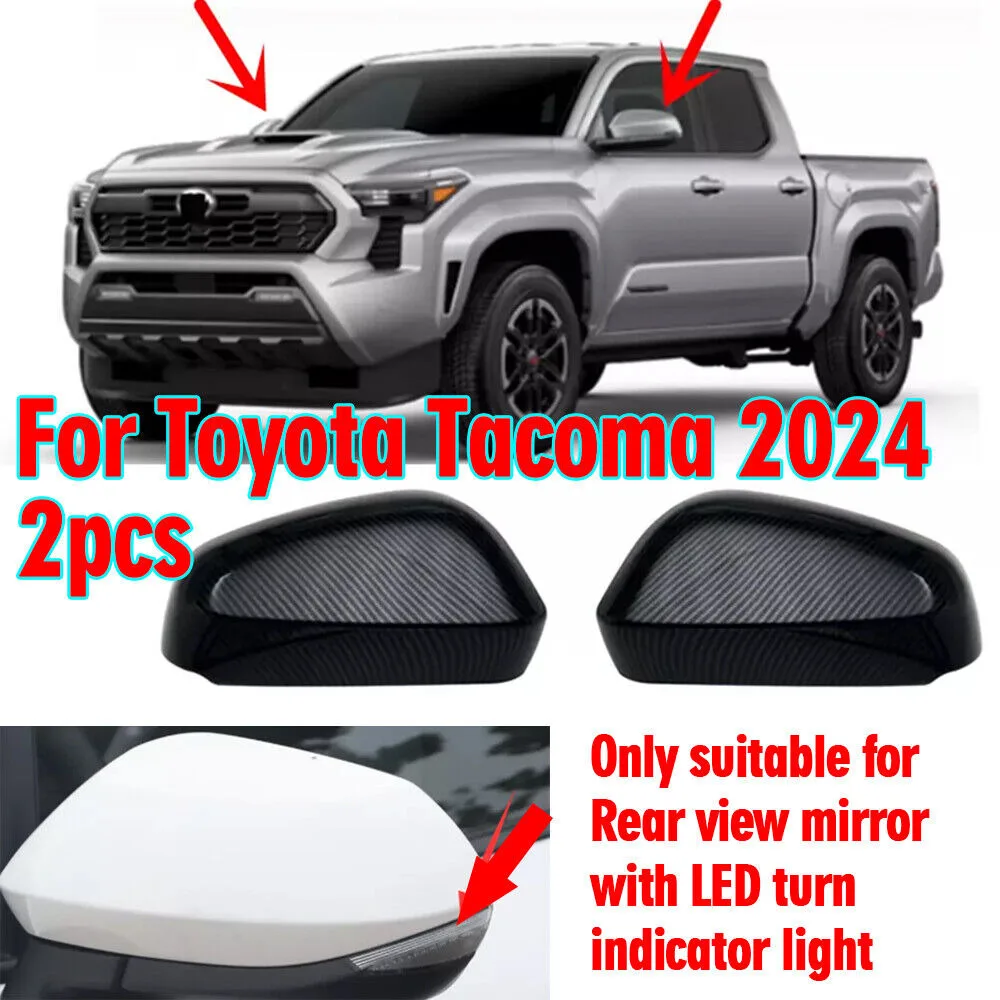 For Toyota Tacoma 2024 2PCS Carbon Fiber Side Mirrors Rearview Trim Cover Decor