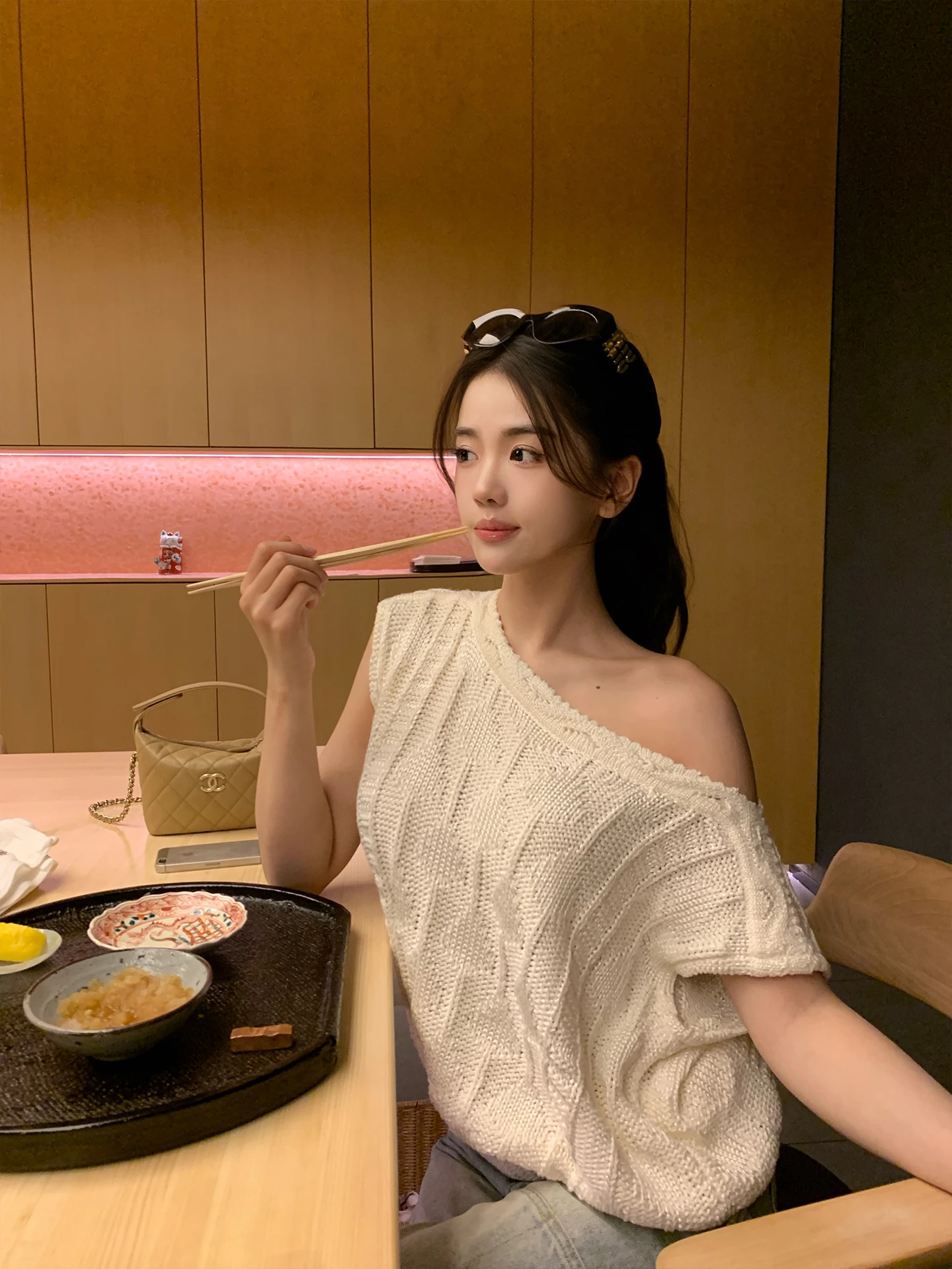 

White Loose ort Sve Knitted Sweater GYO Kyoto Autumn Sle Women's Casual Cotton Blend Soft Knit Top