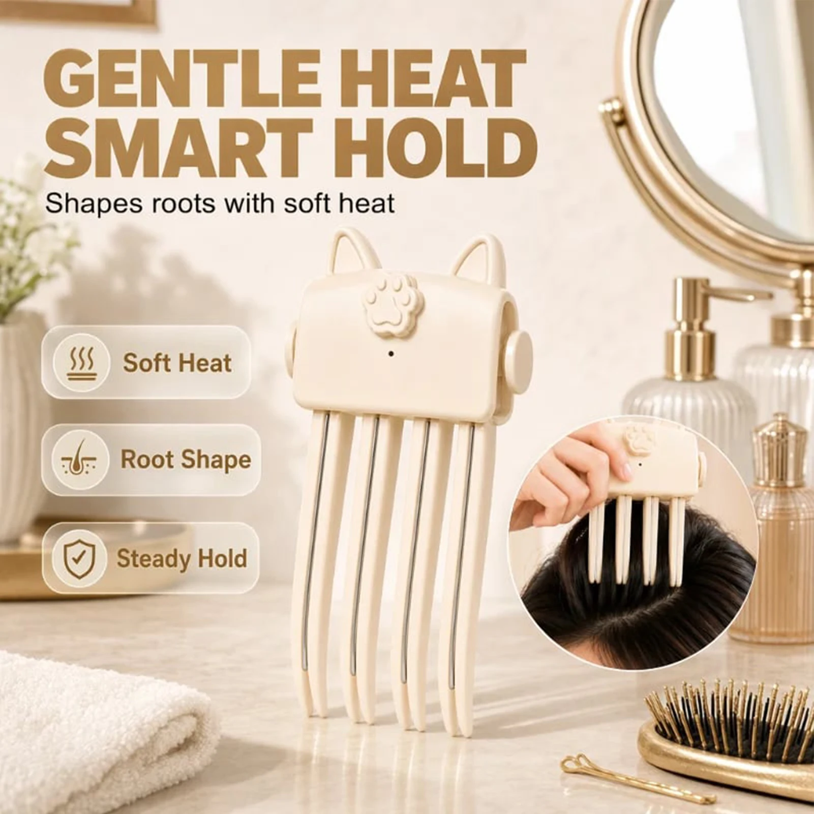 USB Rechargeable Hair Volumizing Iron Cordless Root Lifting Comb 2 Heating Levels Quick Volumizing Tool For Flat Fine Hair Women