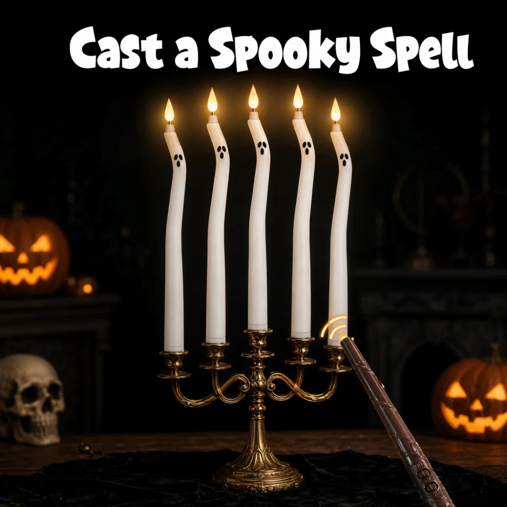 S-Shaped LED Electronic Candles Twisted Long Stem Long Pole Fake Candles Flickering Battery Operated Flameless Candles