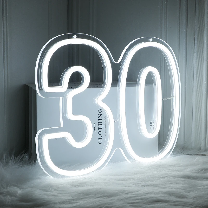 Custom Night Light 30 Number Letter 40 Led Lights Neon Signs For Home Decorative Lamp Room Wall Lighting Closet Bedroom Party