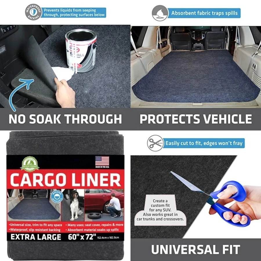 

Cargo Liner Mat (60” x 72”), Dog Seat Cover, Trunk Liner, Absorbent, Waterproof, Machine Washable, Protects Vehicle Interior, for SUVs, Trucks, Vans, Cars