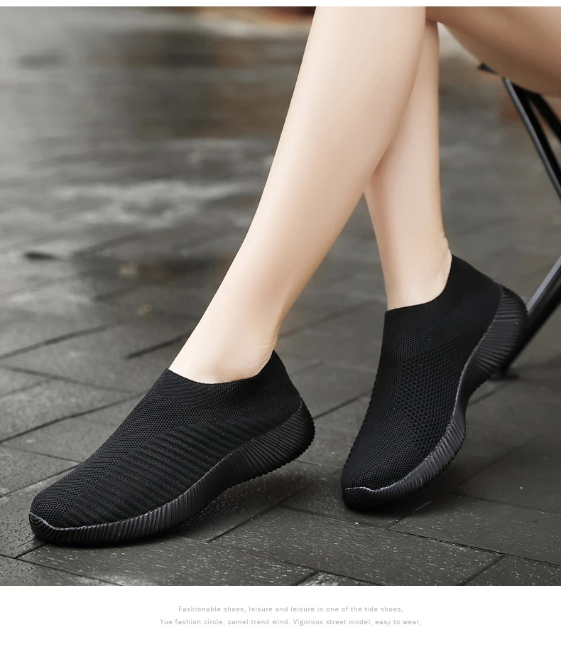 Damen Vulkanisierte Schuhe Atmungsaktive Mesh-Gewebe Einfarbige Sportschuhe Flache Schuhe Rutschfeste Damen-Loafer Walkingschuhe 35-43 – Detail 19