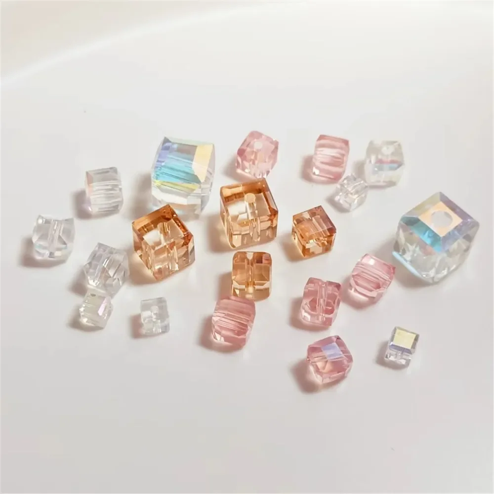 

Crystal Aurora Cube Sugar Square Element Colorful Scattered Beads DIY Handcrafted Earrings Collarbone Necklace Jewelry Accessori