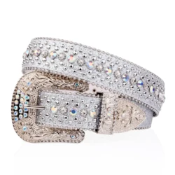 Punk rock ladies belt luxury Rhinestone shiny button PU decorated Y2K belt retro men's jeans belt