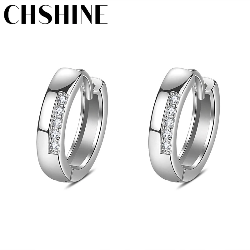 CHSHINE 925 Sterling Silver Summer Simple Zircon Earrings For Women Wedding Party Fashion Jewelry