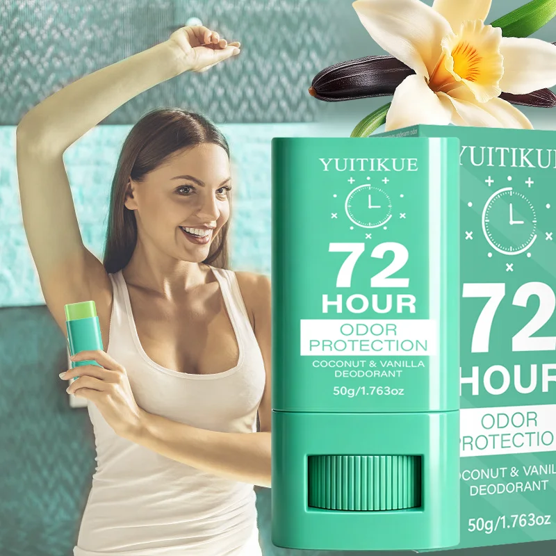72 Hour Long Lasting Odor Protection Deodorant Stick 50g YUITIKUE Coconut Vanilla Invisible Underarm Fresh Daily Body Care