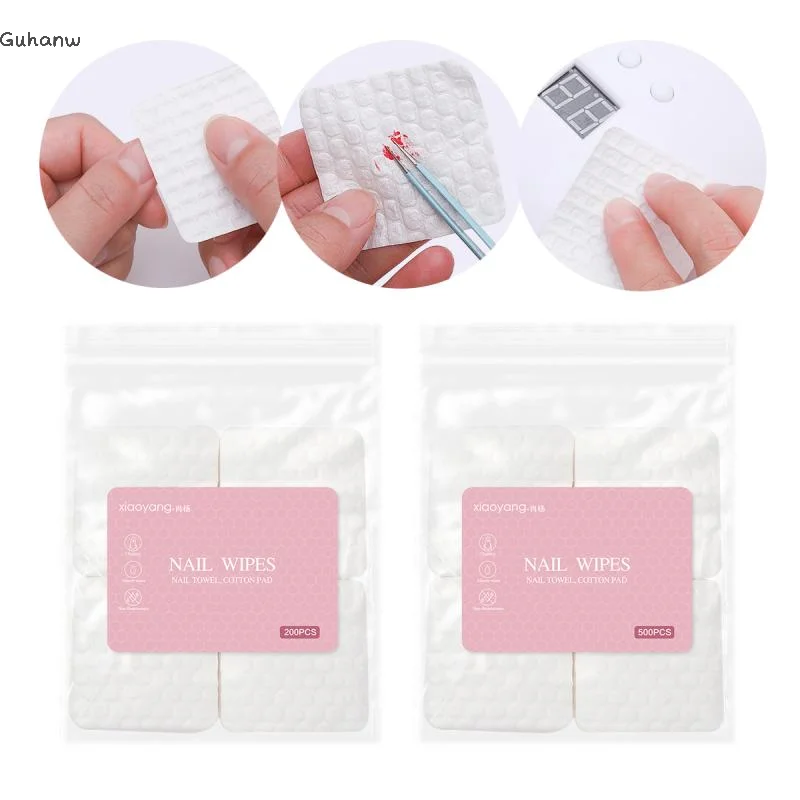 200/500 Pcs Nail Cotton Polish Remover Gel Clean Manicure Napkins Pedicure Lint-Free Wipes Cleaner Paper Pads Manicure Tool