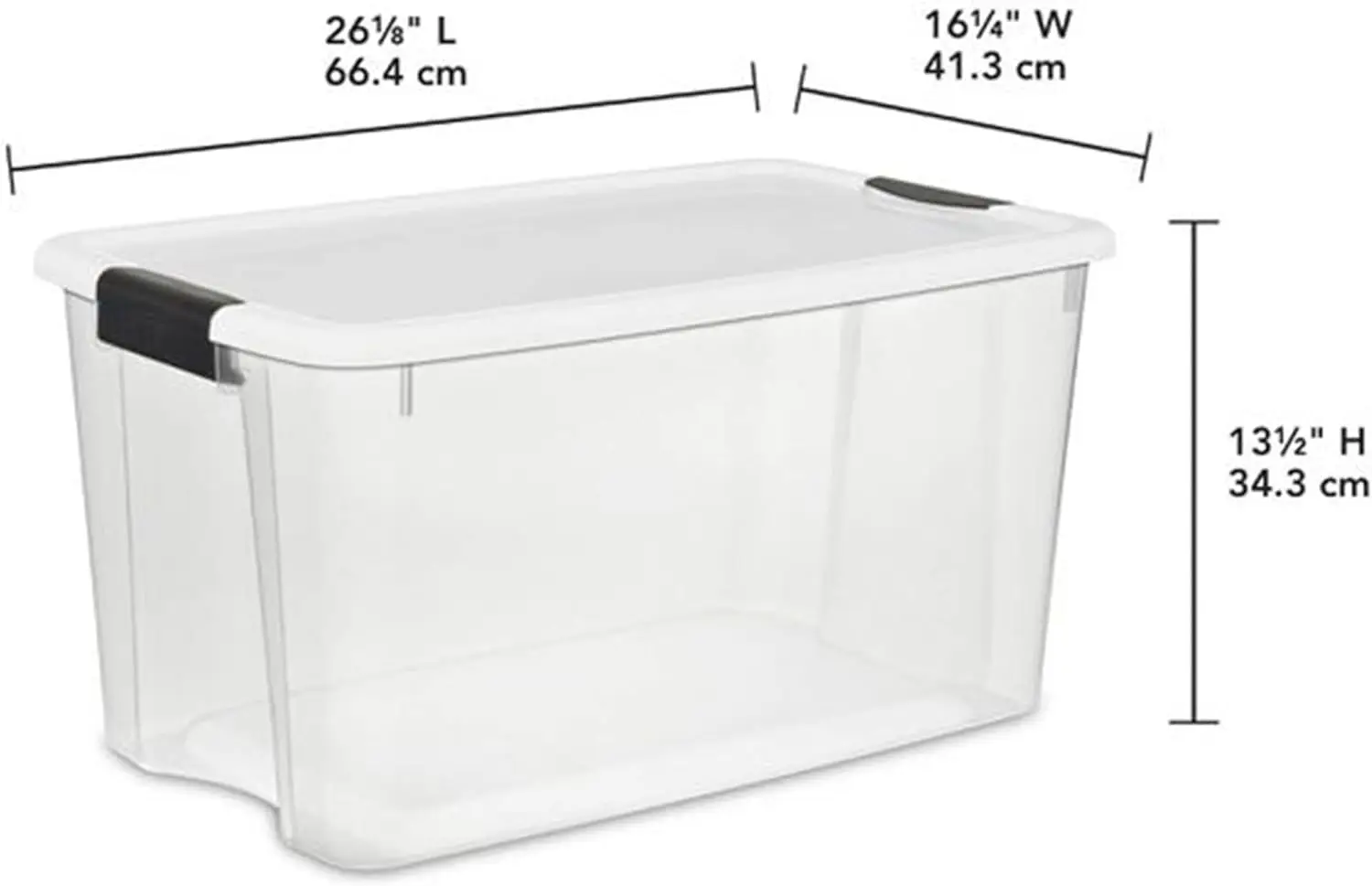 Sterilite 70 Qt Ultra Latch Box, Stackable Storage Bin with Lid, Plastic Container with Heavy Duty Latches 4-Pack White Lid