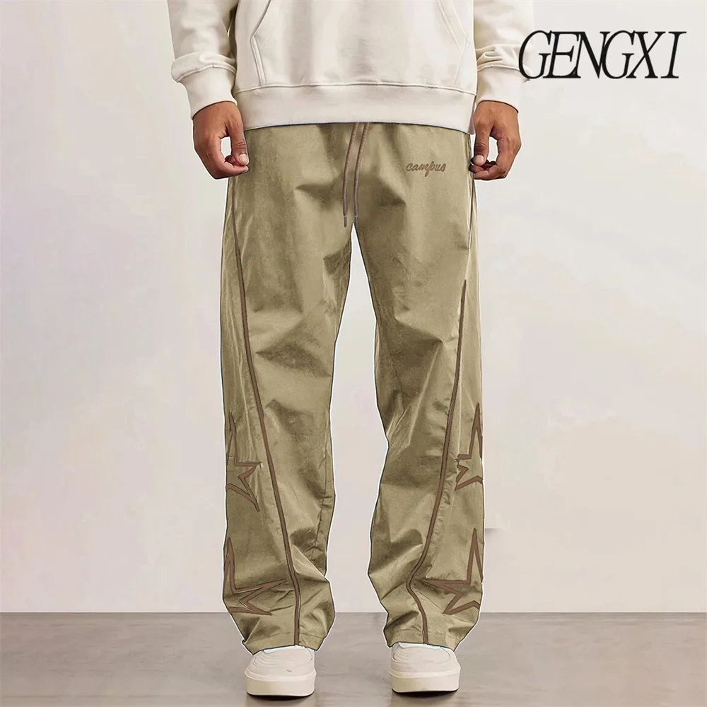 

Американские винтажные широкие повседневные брюки, весна/осень, новые поступления, модные брюки свободного кроя со звездным принтом, повседневные и модные