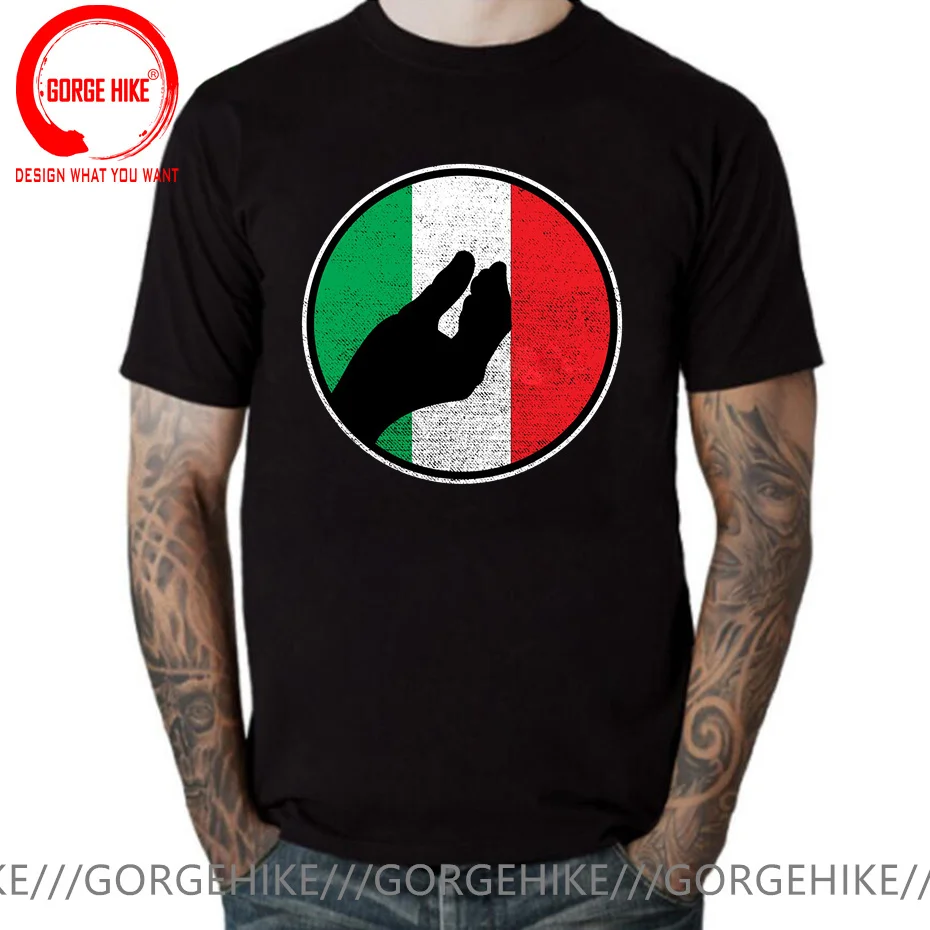 Vintage Retro Italian Gift Shirt Funny Italy Hand T-Shirt Fashionable T Shirt Fitted Casual Cotton Men Tee Cool T-Shirt Camiseta