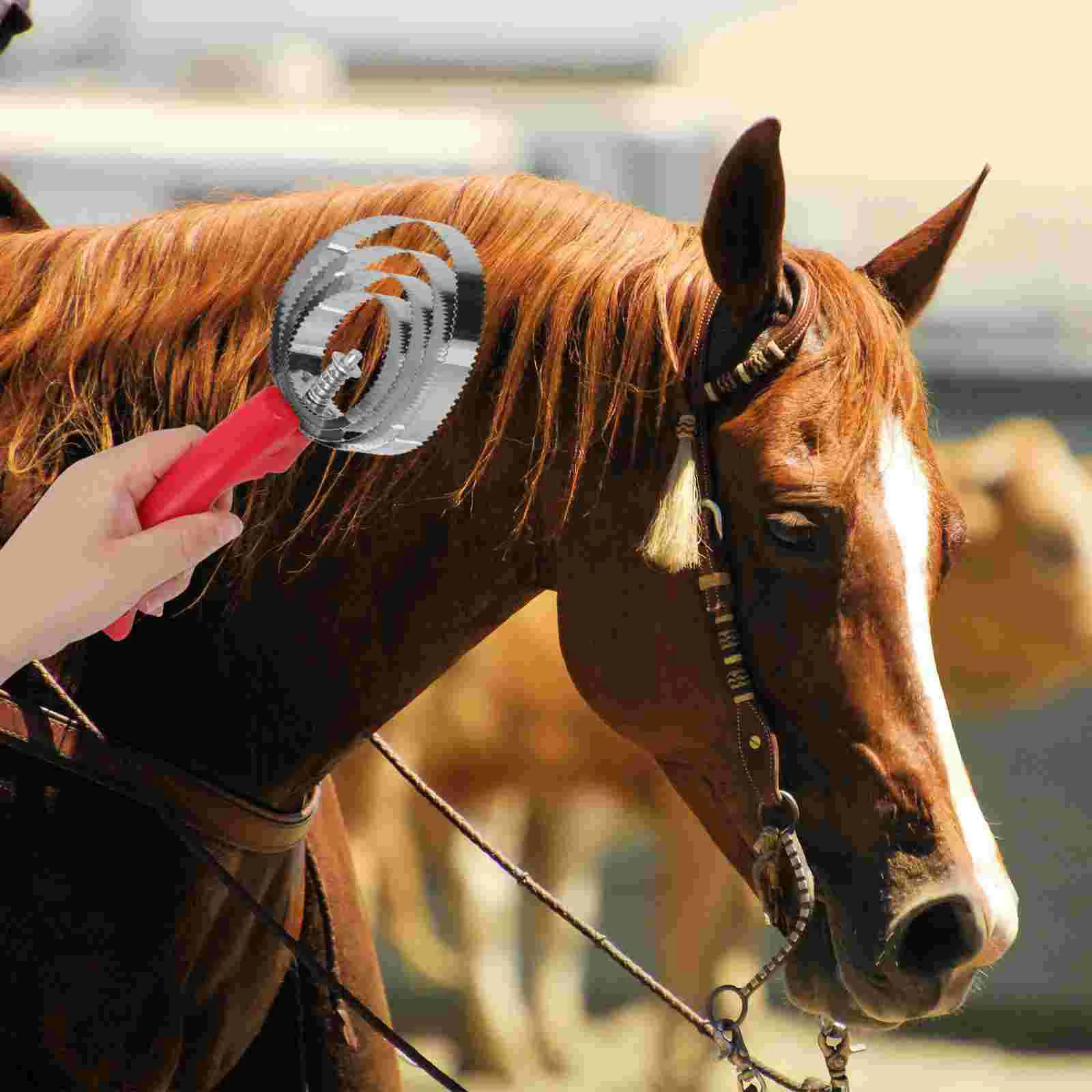 2 Pcs Stainless Steel Bridegroom Horse Grooming Comb Plastic Livestock Hair Brush