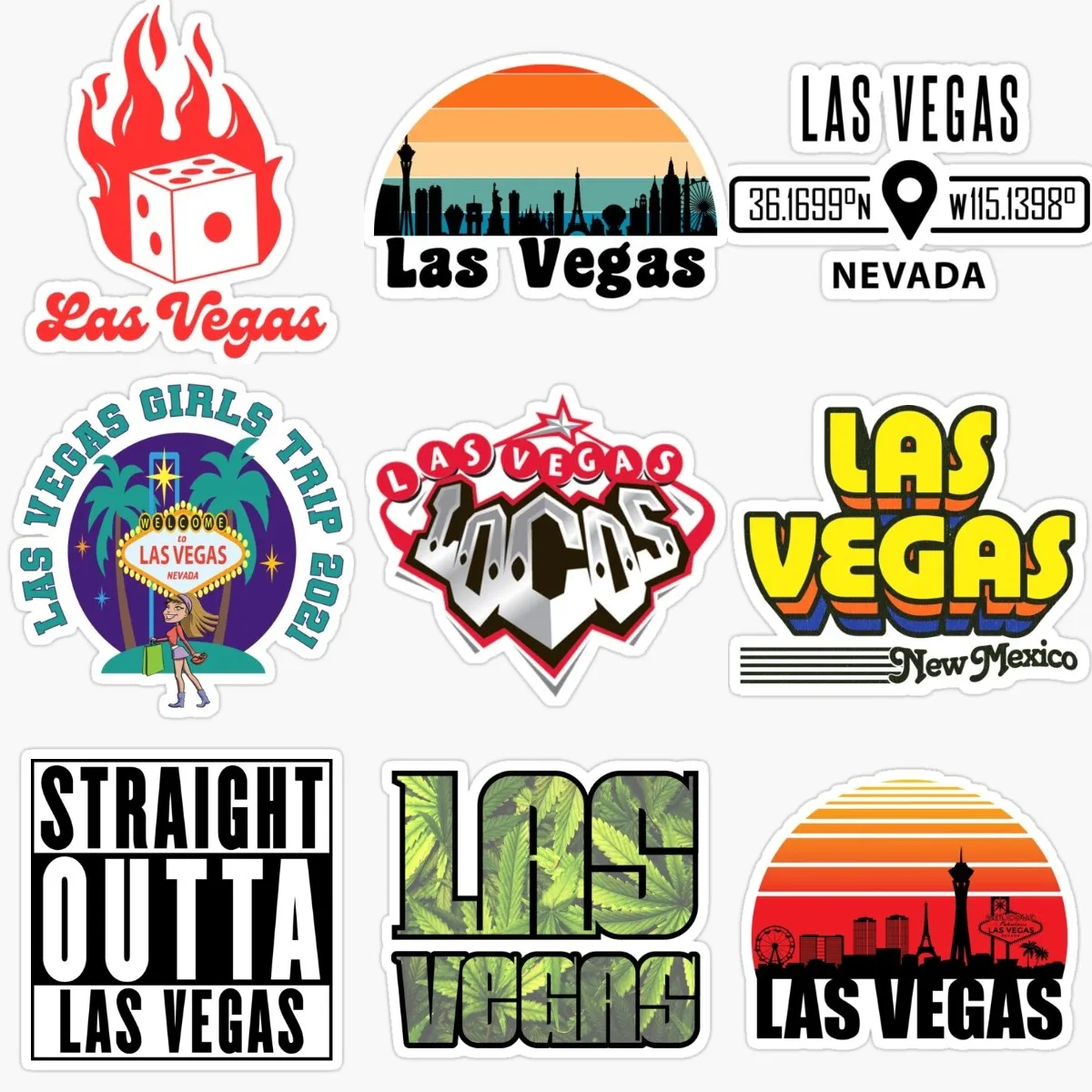 Creative Las Vegas PVC Materials Accessories Sticker for Decorate Wall Table Car Motorcycle Off-road Helmet Bumper Window Decal