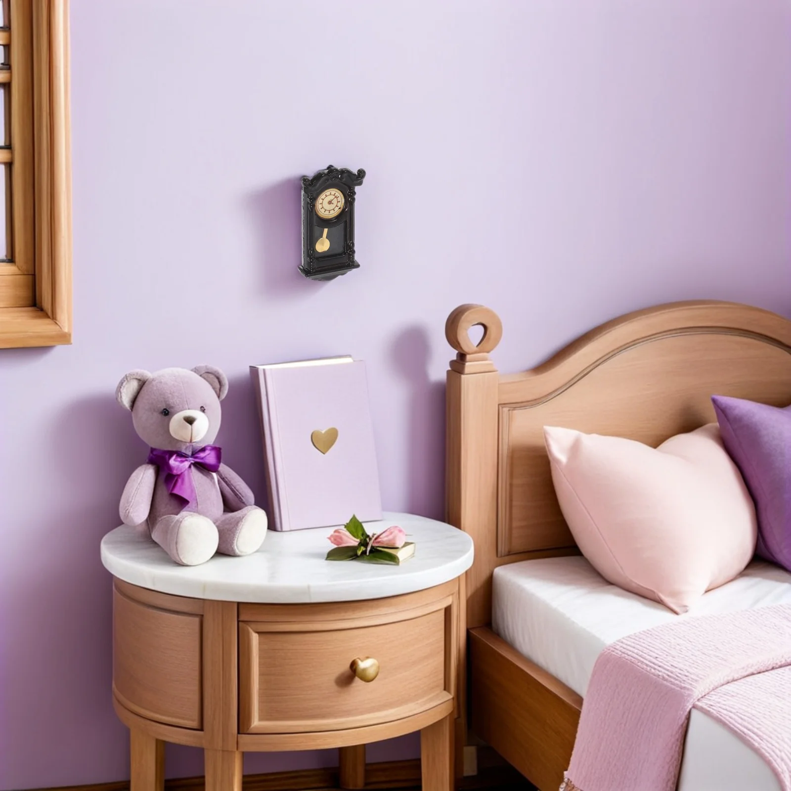 

2Pcs Retro Wall Clock Vintage Hanging Alloy Miniature House Decor Tiny Furniture Simulation Dollhouse Accessory