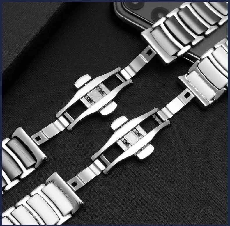 Metal Ceramic Strap For Apple watch 49mm 45mm 44mm 41mm 42mm 40mm Men/Women bracelet strap for iwatch Ultra 8 7 6 5 4 3 SE band