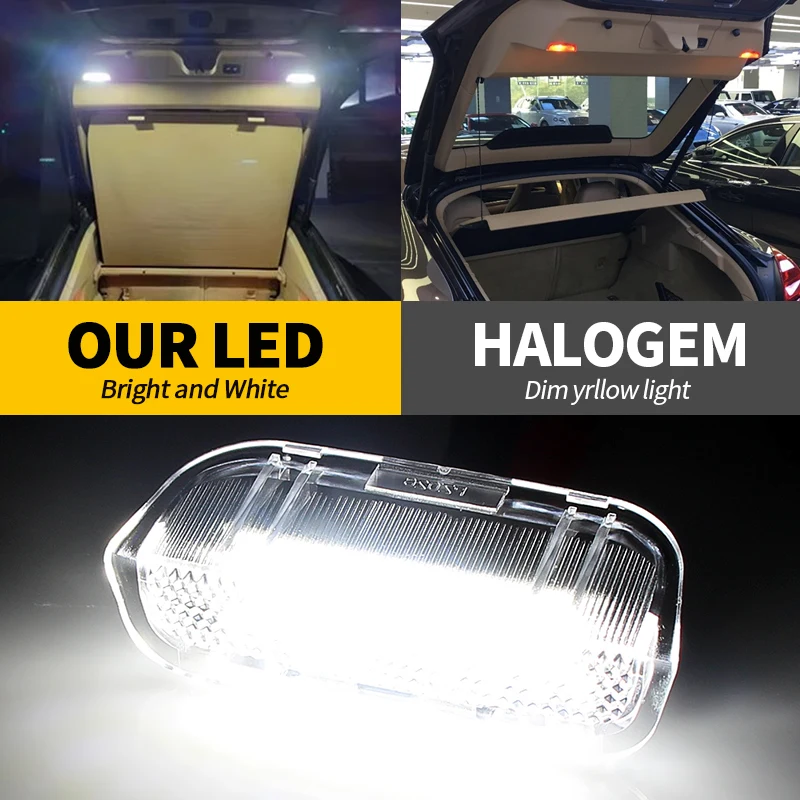 2PCS For Cayenne Macan Palamera Touareg LED trunk cover light Rear door floor light warning light 600k White 12v