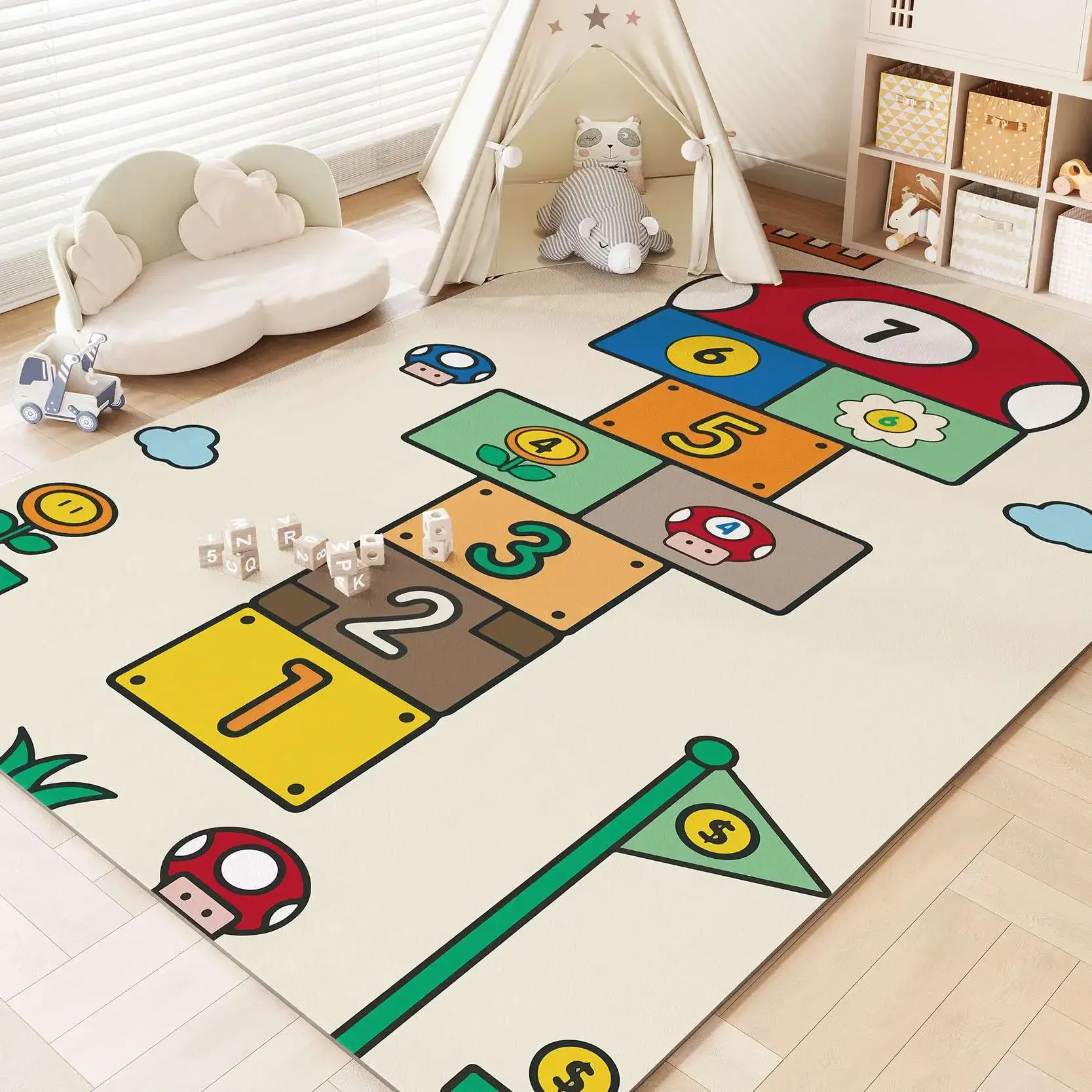 Cute Game Children Carpet Pvc Non-slip Floor Mat Kids Play Rug Bedroom Bedside Foot Mats Home Decoration Rugs for Living Room 카펫