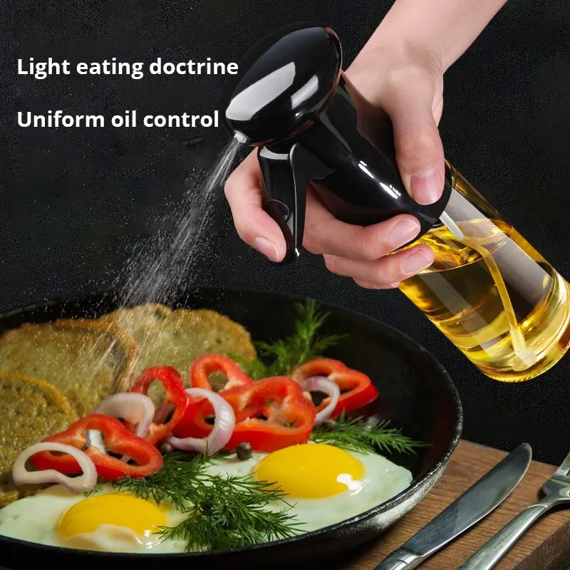 Kitchen Oil Bottle Cooking Oil Spray 200ml 300ml 500ml Black Pneumatic Spray Bottle Fitness Barbecue Spray Oil Dispenser