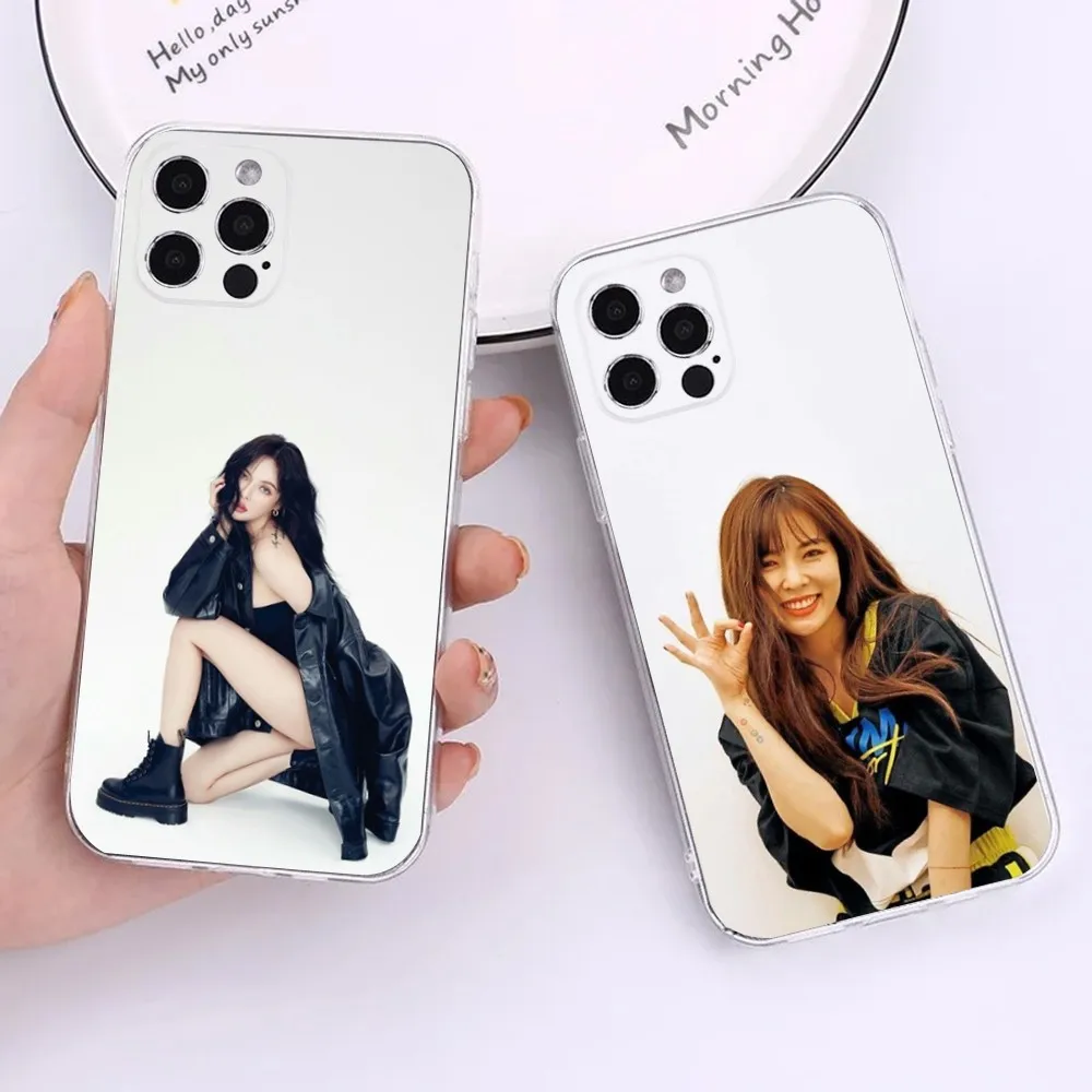 Singer Kim H-HyunA Phone Case For iPhone 15,14,13,12,11 Plus,Pro,Max,XR,XS,X,7,8 Plus,SE,Mini Transparent Silicone Soft