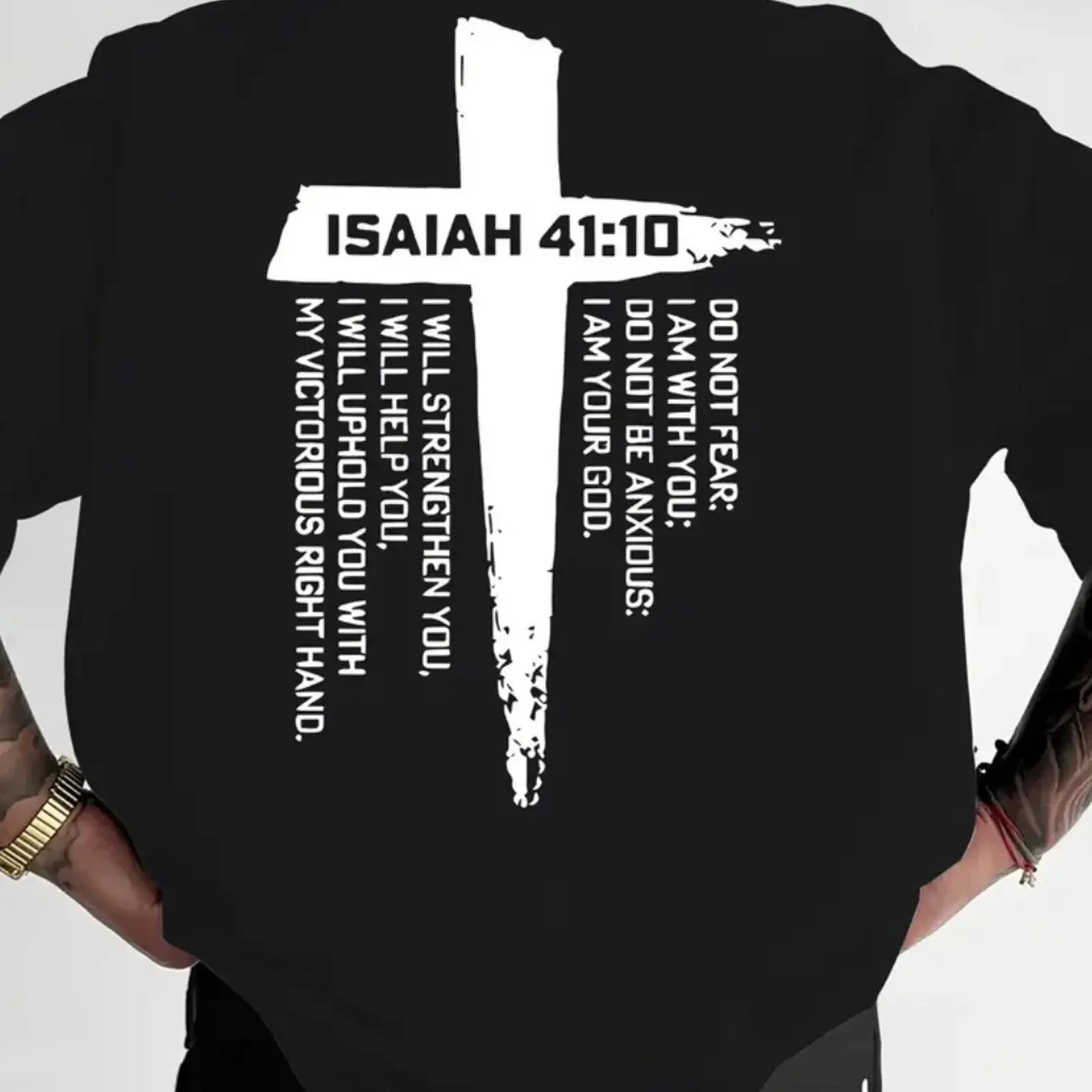 Isaiah 4110 Bibel Vers Herren Oversize T Shirt Streetwear Fashion Mode bis 5XL vintage Washed Versatile fashion streetwear