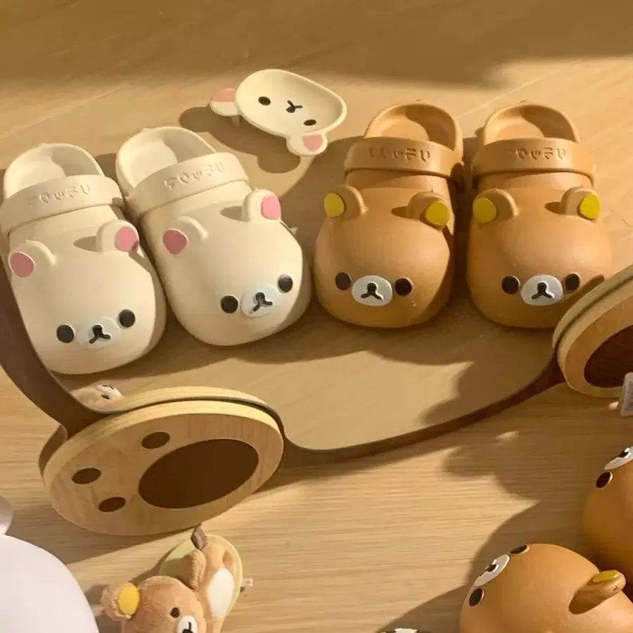 Cartoon Bear Women's Slippers, Summer Beach Sandals, Breathable Slides, Parent-Child_voghion.com