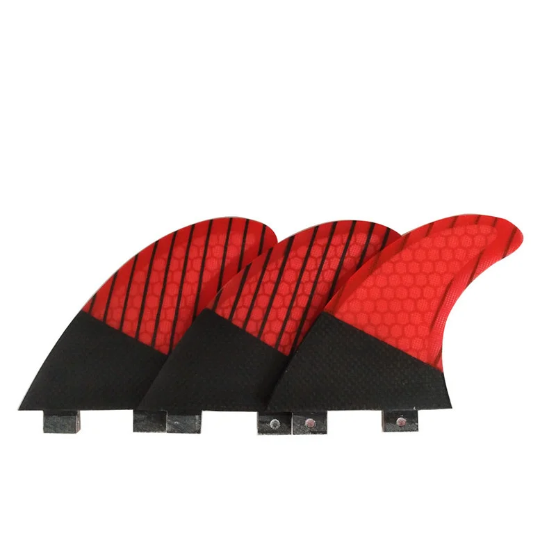 

3pcs/set Upsurf Fcs Small/Medium Size Surfing Fins Red Surfboard Fin Carbon Honeycomb Fibreglass Double Tabs Tri Short Board Fin