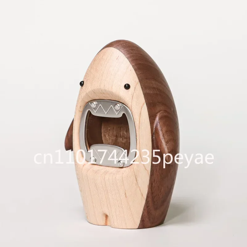 Creative Wooden Shark Ornament Beer Bottle for Opener Statue Portable Corkscrew Wine Soda for Party Home Decoration