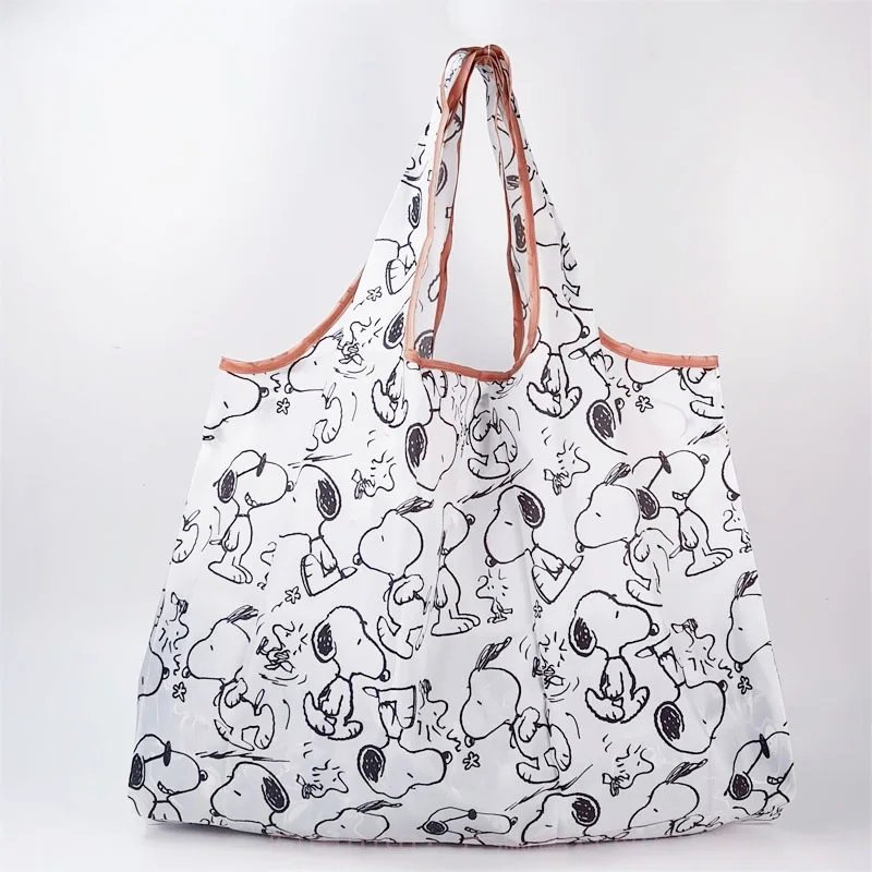 Bolso de hombro con estampado de Snoopy de dibujos animados para mujer, bolsa de compras de supermercado de gran capacidad, bolso de viaje de