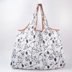 Bolso de hombro con estampado de Snoopy de dibujos animados para mujer, bolsa de compras de supermercado de gran capacidad, bolso de viaje de almacenamiento portátil de moda