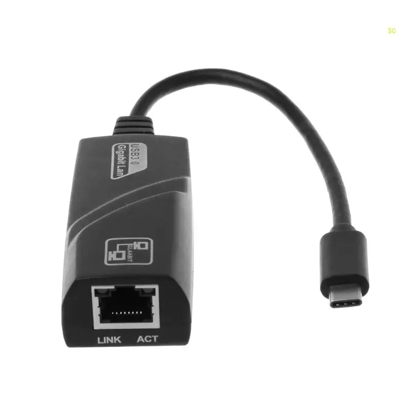 USB ประเภท C 3.1 RJ45 LAN Ethernet Converter อะแดปเตอร์ USBC ถึง 100/1000M Gigabit ภายนอกปลั๊กเครือข่ายแบบมีสายสำหรับ PC