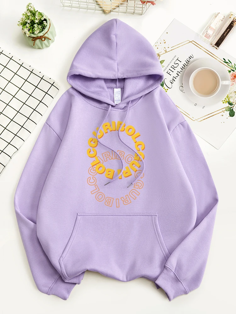 Two Letters Circle Printed Cotton Hoodie Trend Warm Casualstreetwears Sports Personality Outerwear Simple Essential Sportswears