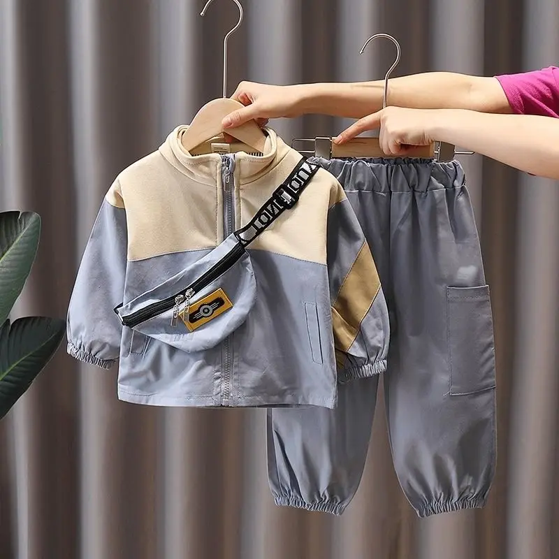 New Spring Autumn Children Clothing Fashion Baby Boys Causal Jacket Pants 2Pcs/sets Kids Infant Clothing Toddler Tracksuit