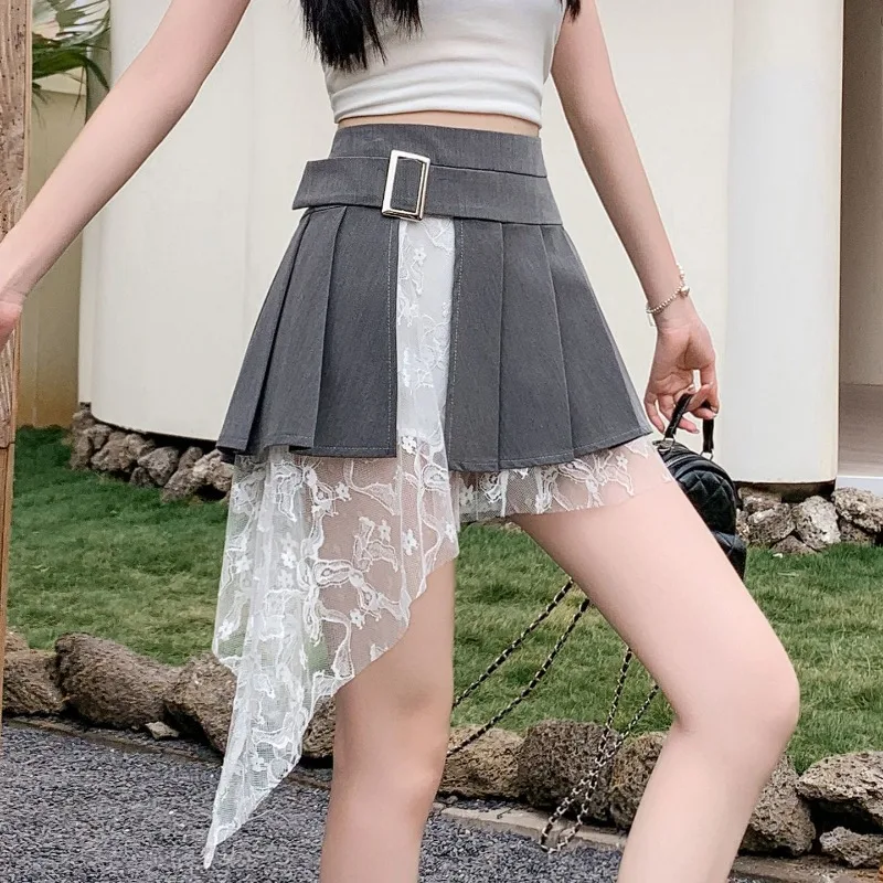 

Новая женская летняя юбка в стиле стритвир: пэчворк, кружево, асимметричный крой, высокая талия, А-силуэт, плиссированная, приталенная, персонализированная.