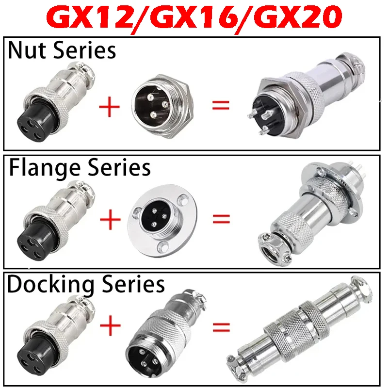 5/20 Pcs GX12 GX16 GX20 2 3 4 5 6 7 8 9 10 12 14 15 Pin Male&Female Docking Aviator Aviation Plug Socket Circular Connector