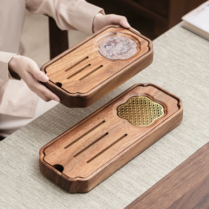 

Walnut Wood Water Storage Tea Tray Cake Rack Coffee Storage Board Teapot Stove Insulation Dishes for Serving Cafes Decoration