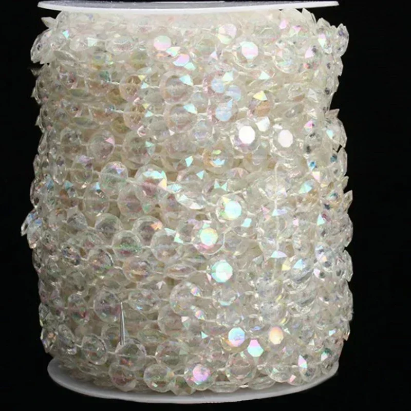 10m Garland Diamond Strand Acrylic Bead Curtain Wedding Party Decor DIY Flat Bead Curtain Venue Pearl Curtain Decoration