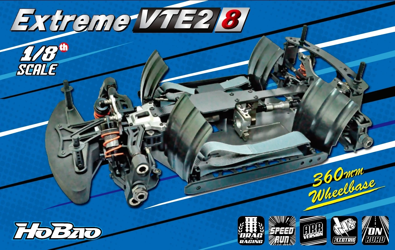 

Оригинальное шасси HOBAO 1/8 Extreme VTE2-8 On-Road GT Electric 80% ARR 7075, легкая конструкция Speed Run RC GT Touring Car