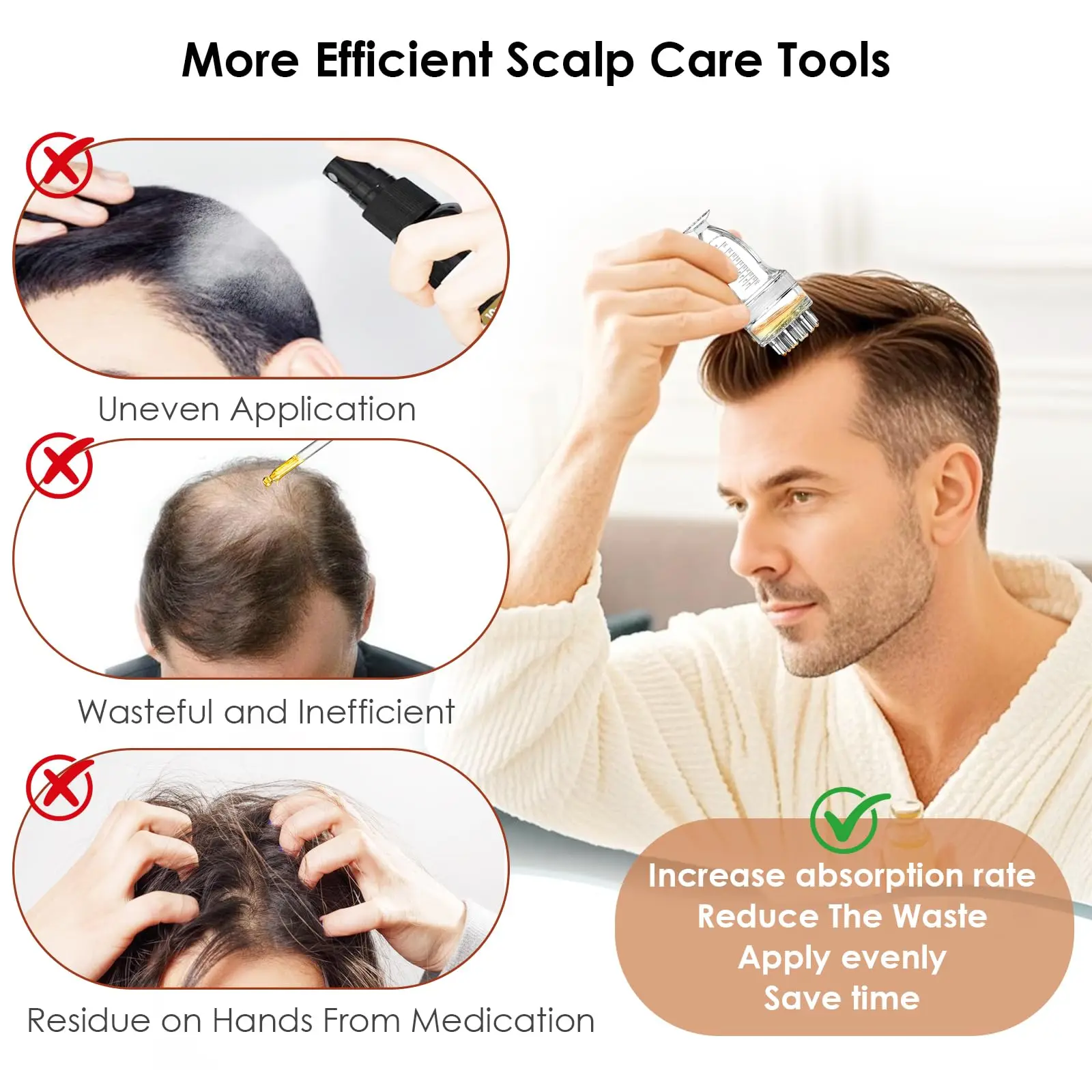 Minoxidil Applicator，Hair Oil Applicator，Scalp Serum Comb，Apply The Liquid Directly to The Scalp，Auxiliary Hair Growth Tool