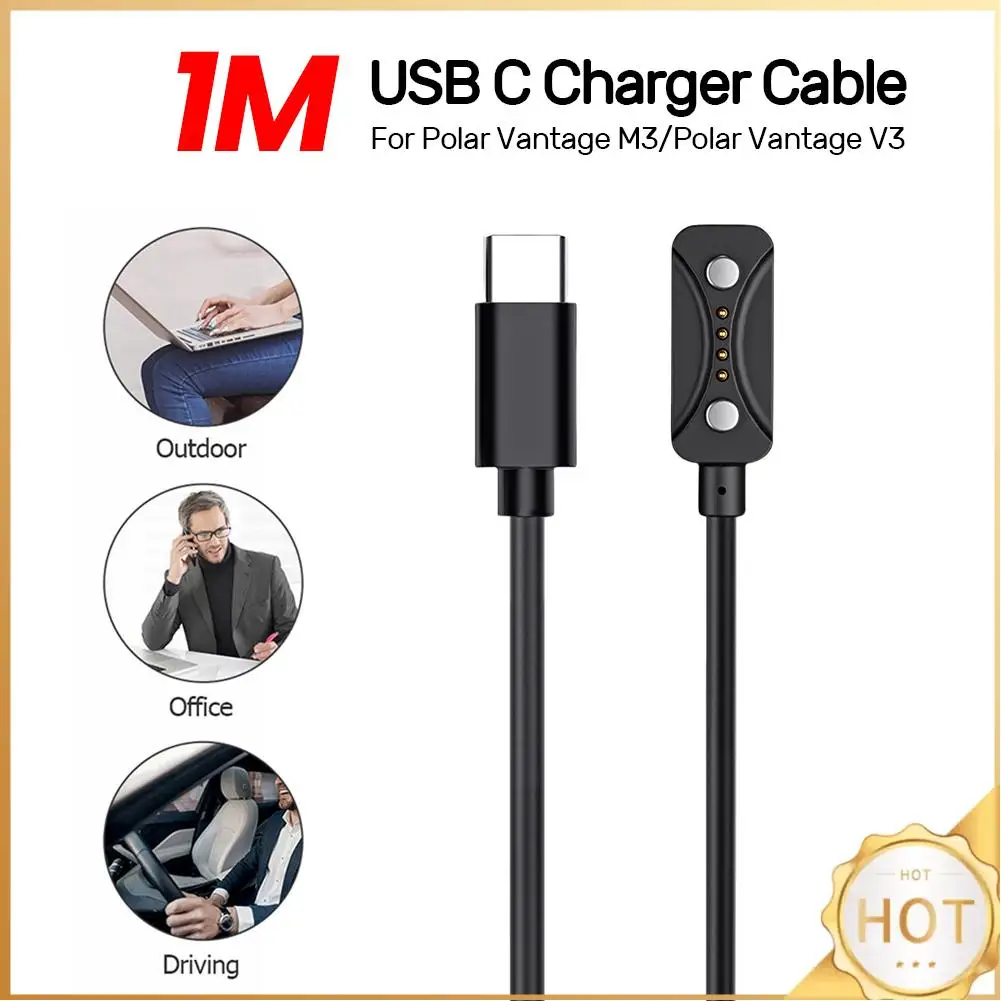 USB C كابل شحن الحبل 1 متر كابل الشاحن 5 فولت 1A محول الطاقة المحمولة ساعة ذكية كابل شحن ل Polar Pacer/Pacer Pro
