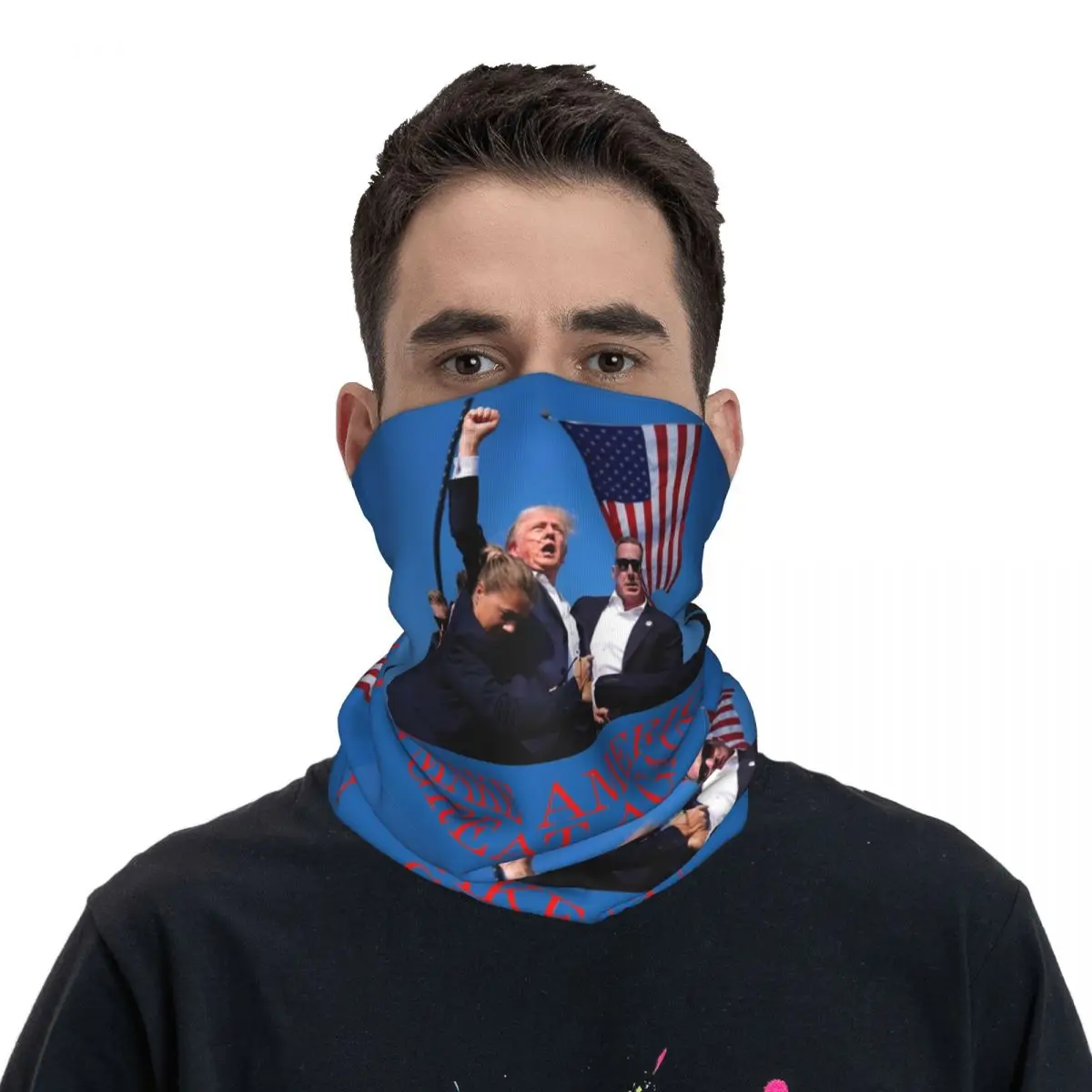 Máscaras faciais impressas para ciclismo e caminhadas, Anti UV Balaclava, capa do pescoço, máscaras faciais para camping e caminhadas, Trump Shot Assistance Attempt Bandana