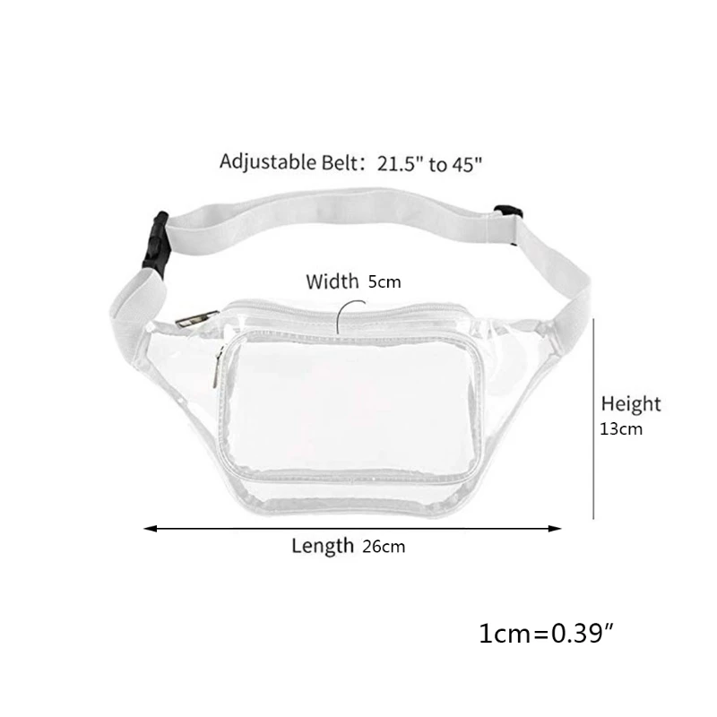 E74B Women Transparent Waist Fanny Pack Belt Bag Travel Hip Bum Small Purse Chest Pho