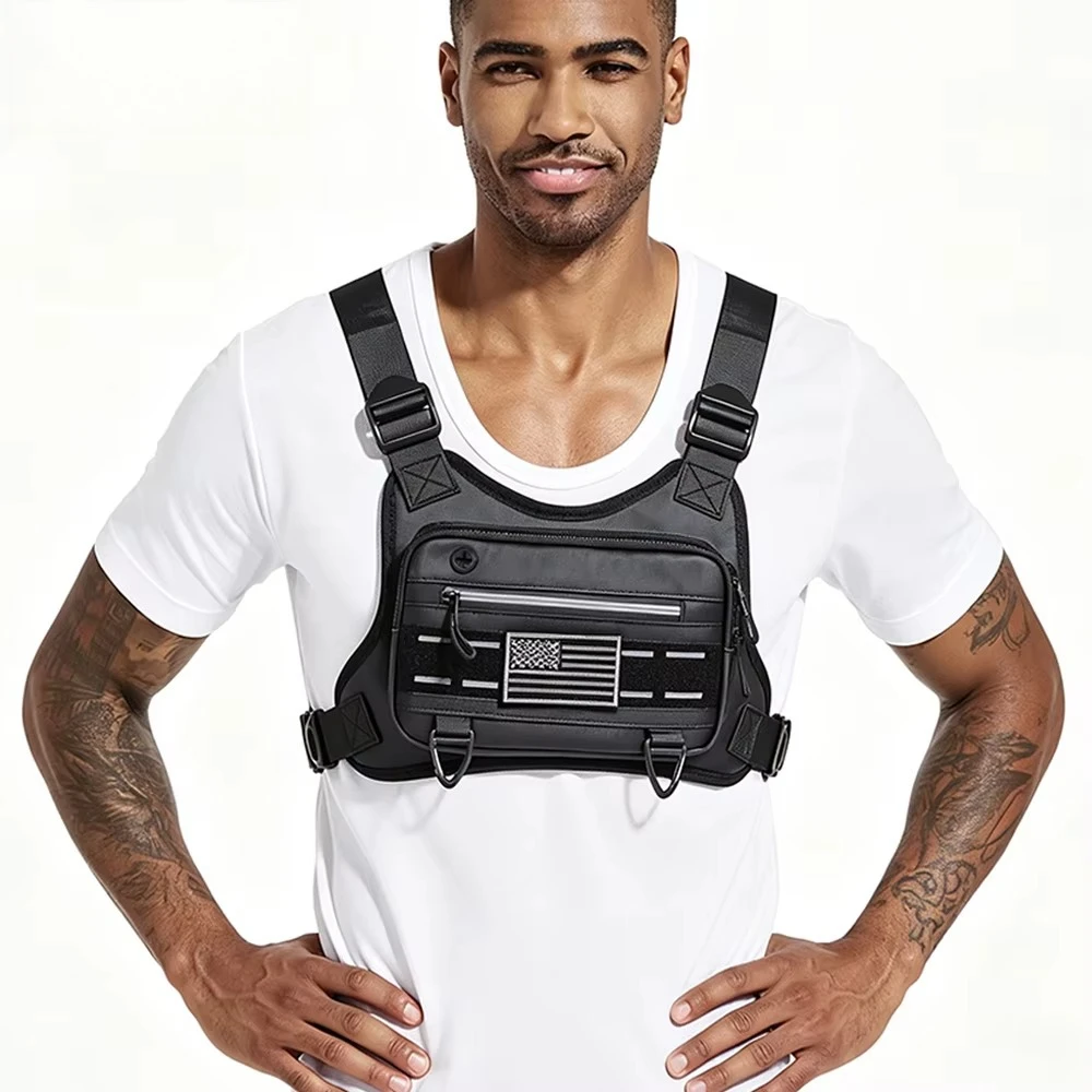 Sports Chest Bag, Chest Rig Running Vest,Water Resistant Lightweight Running Vest Bag, Men Women Cycling Hiking Walking Climbing