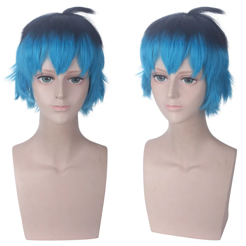 Parrucca capelli sintetici Marinette parrucca Cosplay blu scuro doppia coda di cavallo dritto parrucche da donna resistenti al calore di Halloween