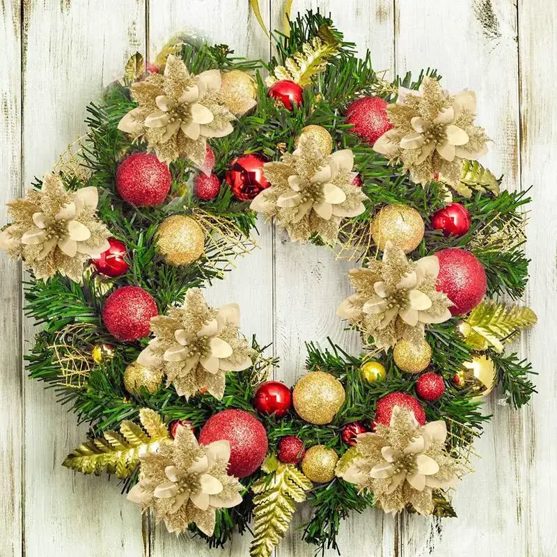 5 Stück glitzernde Weihnachtsblumen Weihnachtsbaumschmuck Weihnachtsdekorationen für Zuhause 2025 Navidad Noel Natal Geschenke Neujahr 2026 – Detail 2