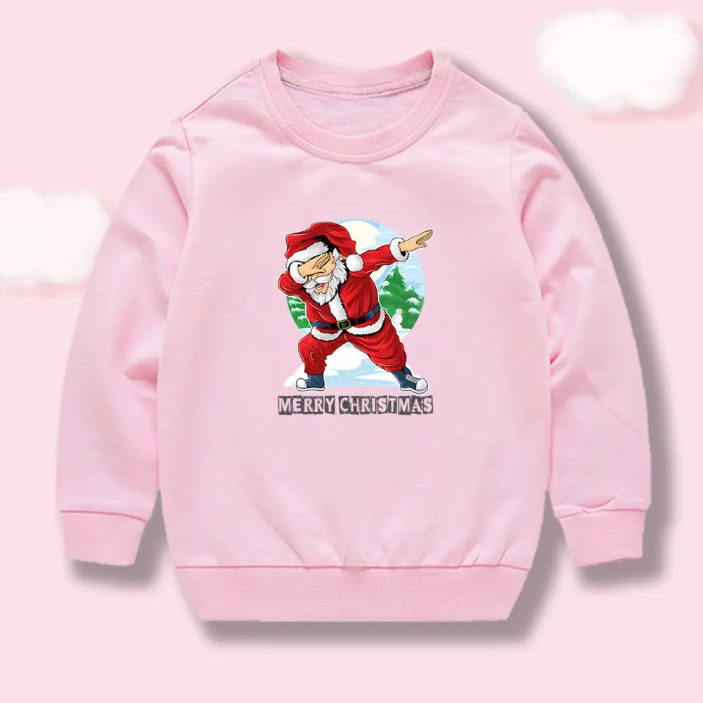 Frohe Weihnachten, Mädchen-Sweatshirt mit Rundhalsausschnitt, Dabbing-Santa-Print, langärmeliges Pullover-Oberteil aus weicher Baumwolle, Kinder-Weihnachtsoberteile