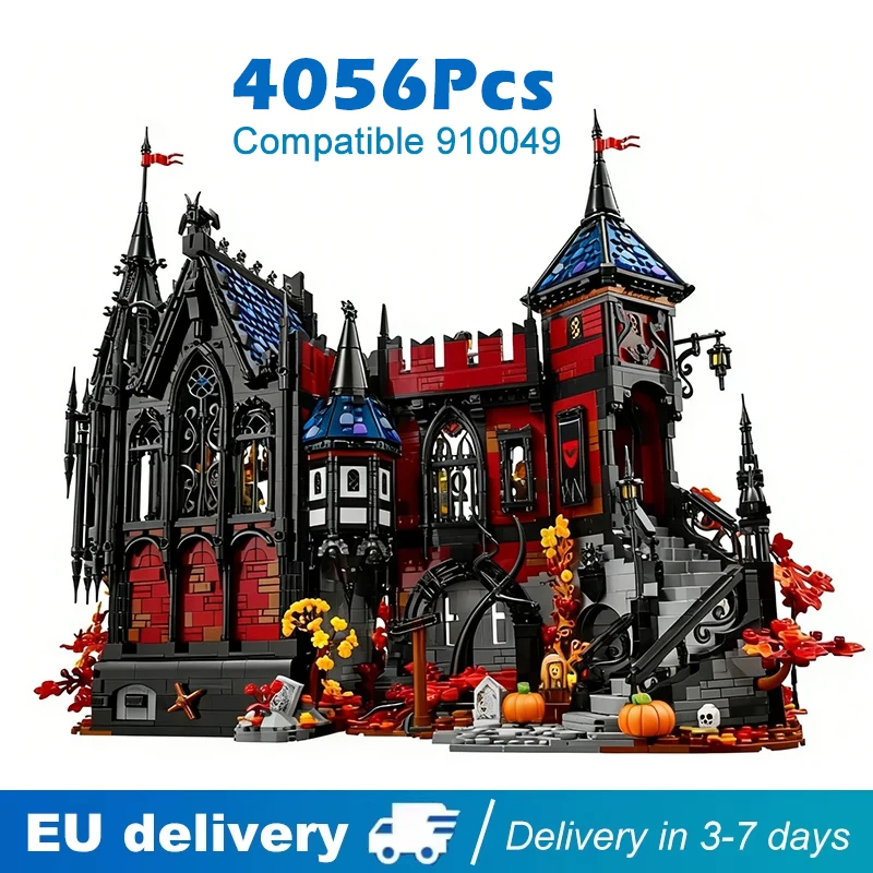 Blocs de construction modèle maison vampire, 4056 pièces, vue sur la rue, château, briques à assembler, jouet pour enfant et adulte, cadeau d'anniversaire, compatible 910049