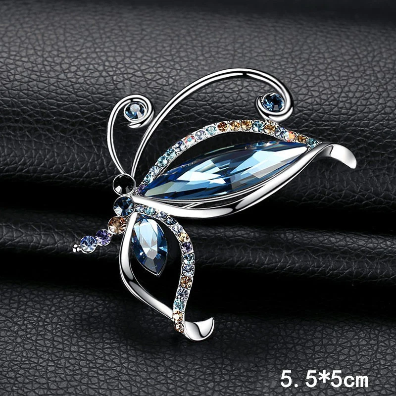 Luxurious Crystal Butterfly Brooch Animal Rhinestone Pins Fashion Suit Accessory Women\'s Corsage Outfit Gift