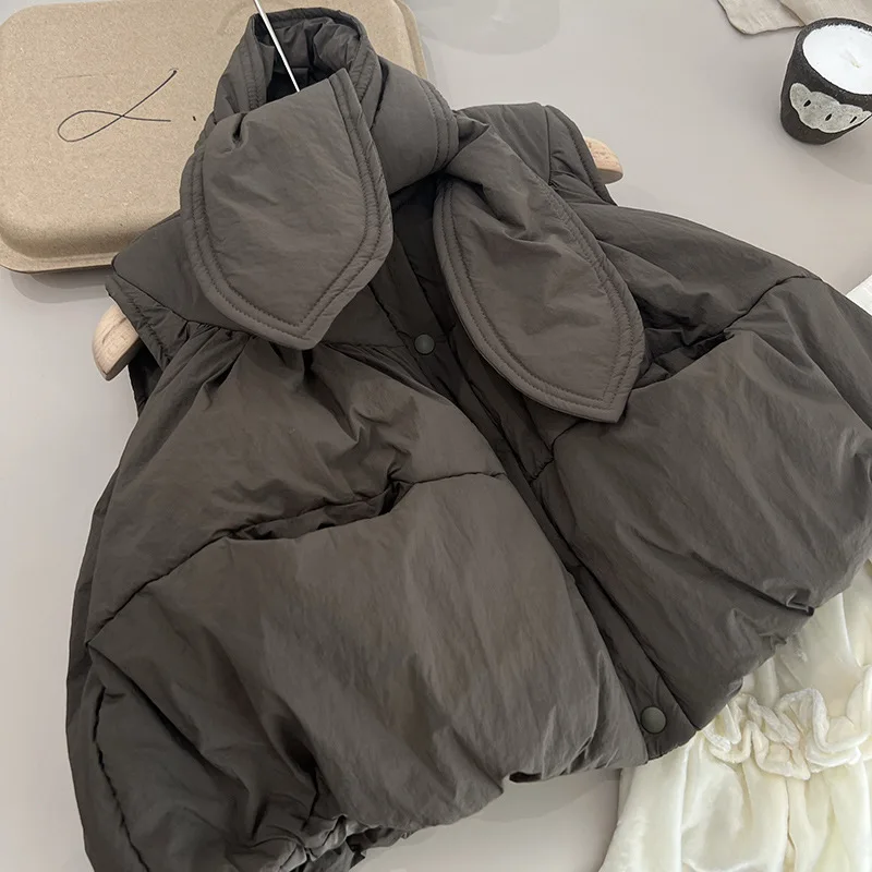 Girl Vest Coat Temperament Simple Vest 2024 Autumn and Winter New Thick Warm Padded Jacket Fashion Simple Casual Coat image 2
