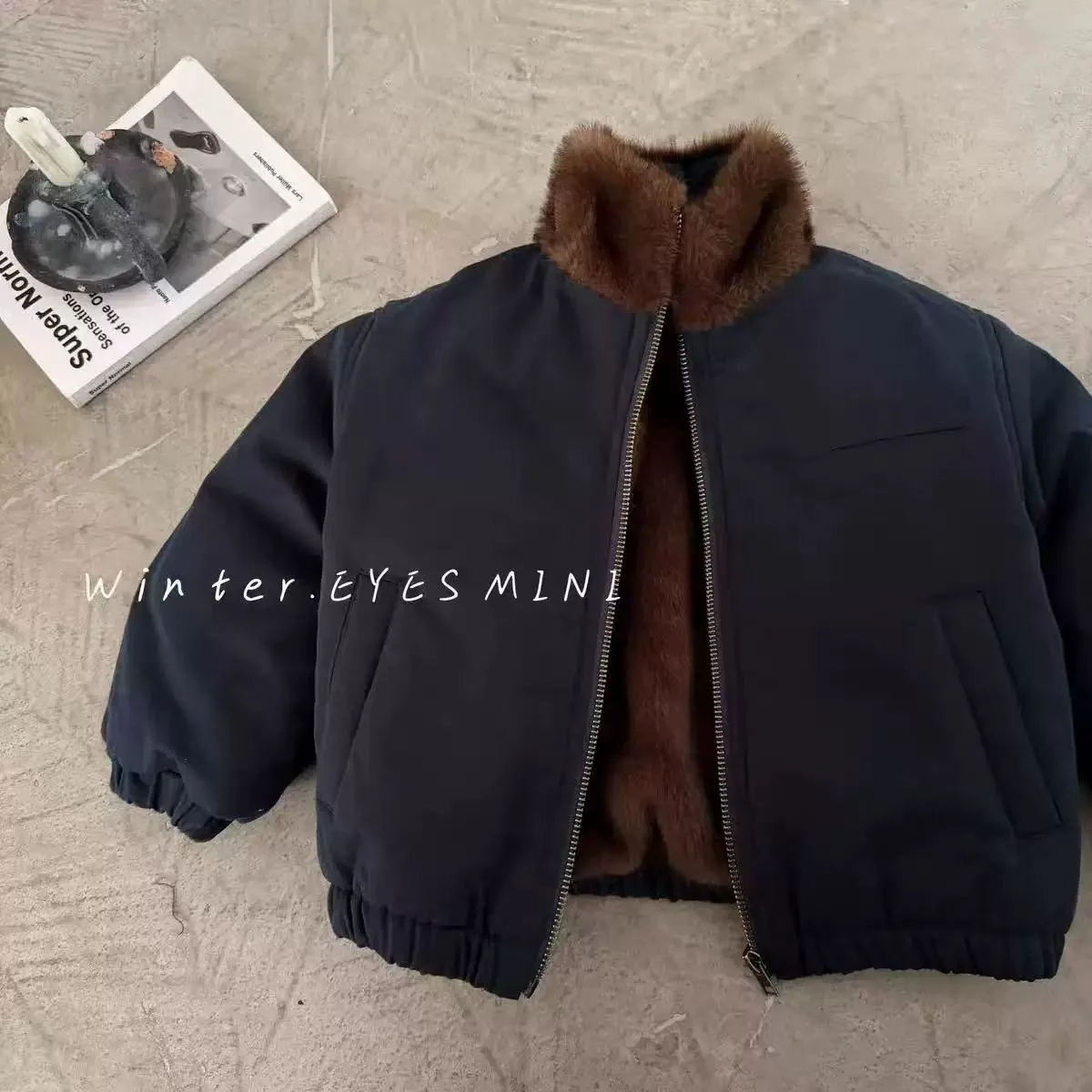 2026 Winter New Children Fleece Warm Coat Boys Fashion Lapel Jacket Plus Velvet Thick Girls Cotton Padded Jacket Kids Clothes